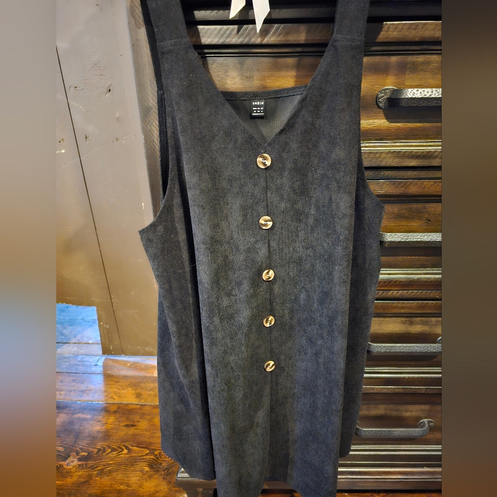 Maternity SHEIN Charcoal V-Neck Buttoned Dress